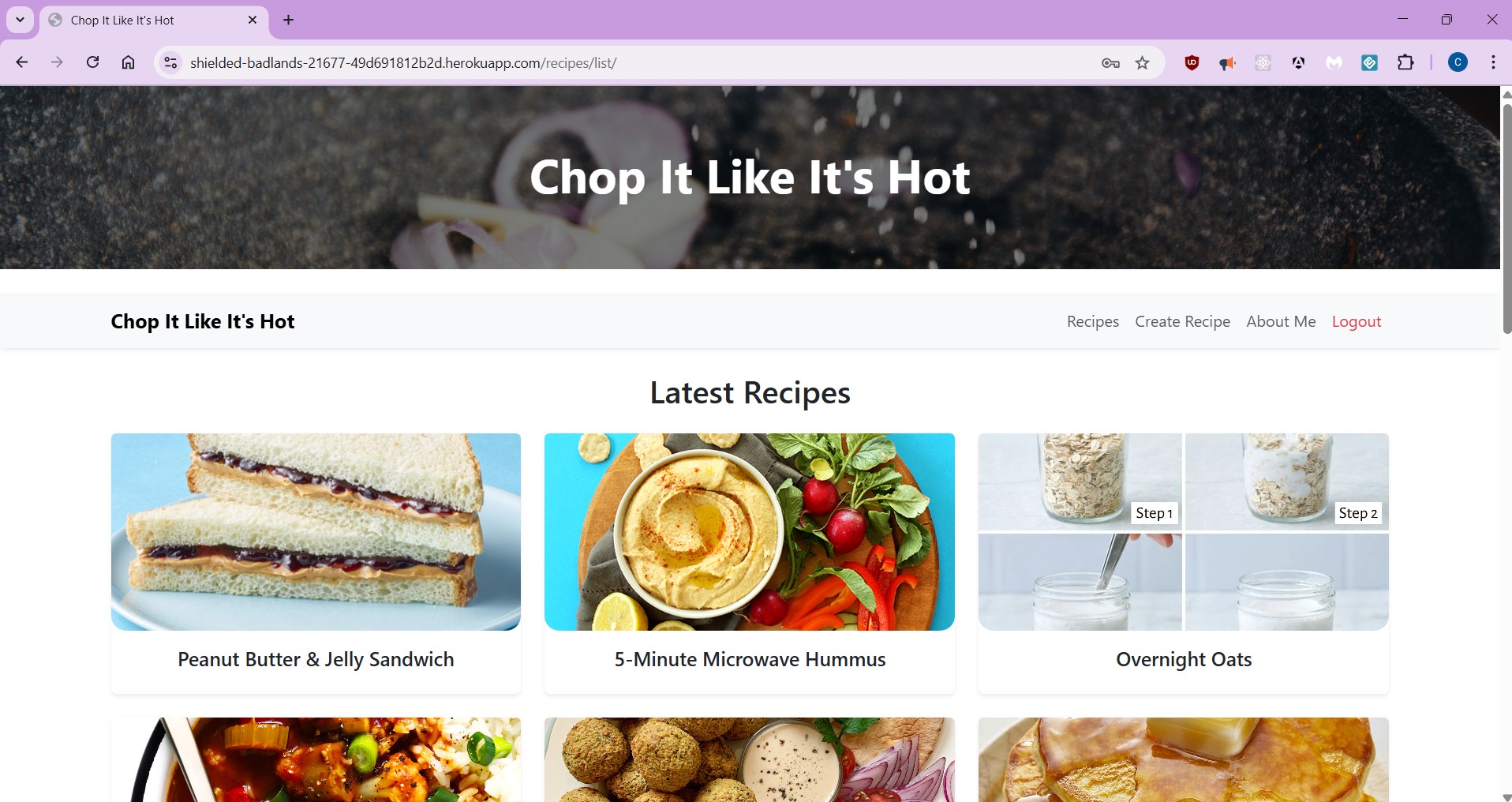 Screenshot of the Chop It Like It's Hot App